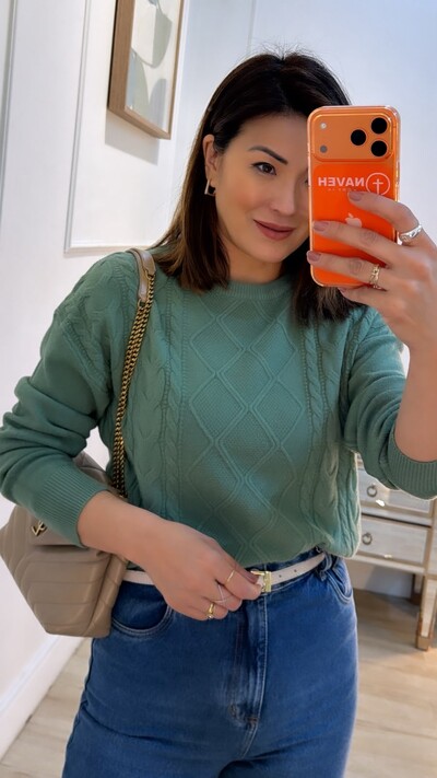 Foto Blusa Tricot Mangas Longas Lívia Losangos Texturizados Frontais