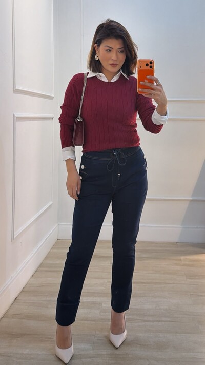 Foto Blusa Tricot Maithe Nervuras E Trançados Pela Peça