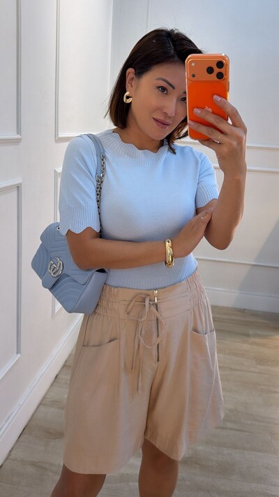 Foto Blusa Tricot Mangas 3/4 Michelle Detalhe Em Nuvem