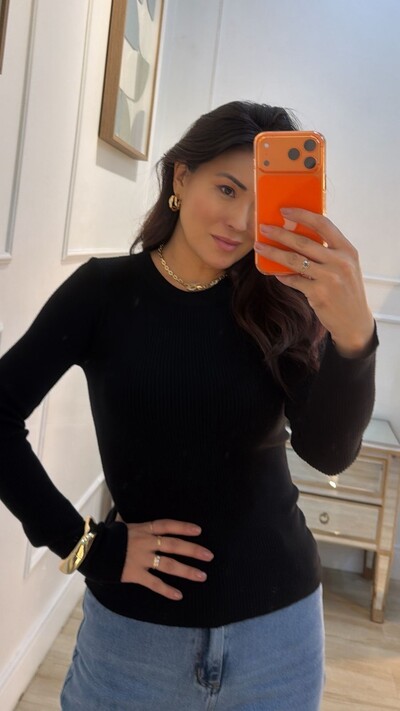 Foto Blusa Tricot Canelada Jordana Mangas Longas