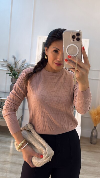 FotoBlusa Tricot Sarah Com Texturas Diagonais