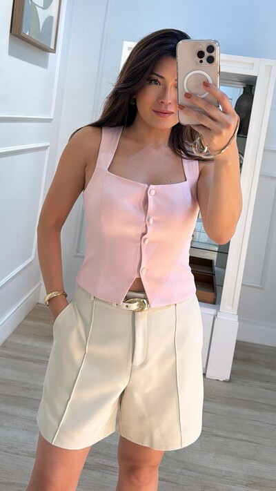 FotoBlusa Regata Alfaiataria Rosy Botões Forrados Frontais