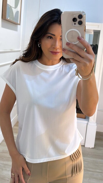 FotoBlusa Ampla Steff Canelada Com Detalhes Texturizados