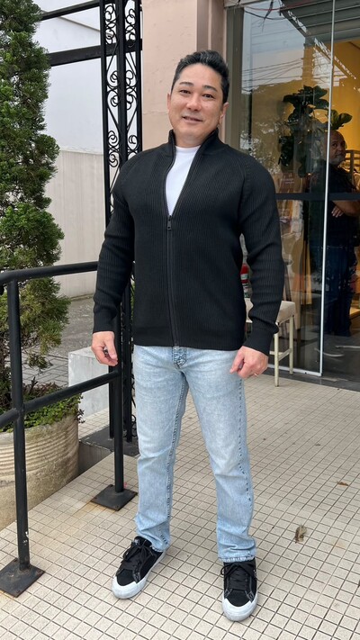 Foto Suéter Tricot Pedro Gola Alta Zíper Frontal