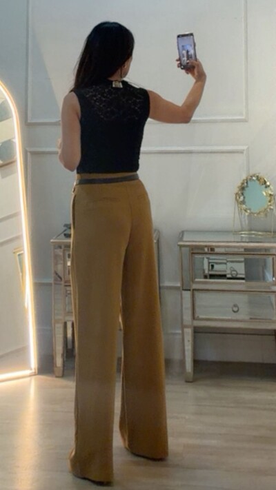FotoCalça Pantalona Twill Josy Pregas Frontais
