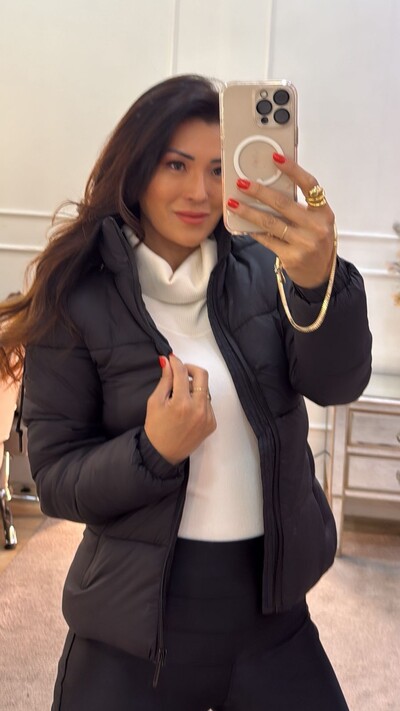 FotoCasaco Nylon Puffer Capuz Removível Tereza Elástico Nos Punhos