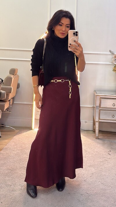 Foto Blusa Tricot Priscilla Gola Rolê E Mangas Com Tramas Triplas