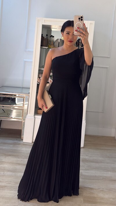 Foto Vestido Longo Crepe Ombro Único Sophia Cinto Faixa