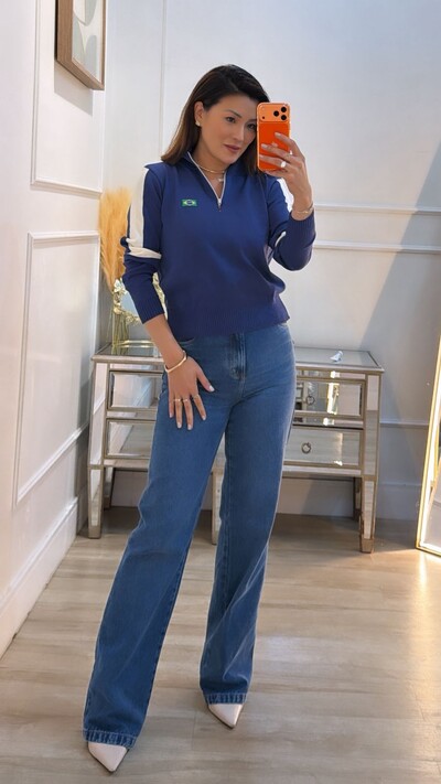 Foto Suéter Tricot Brasil Patricia Zíper Prata
