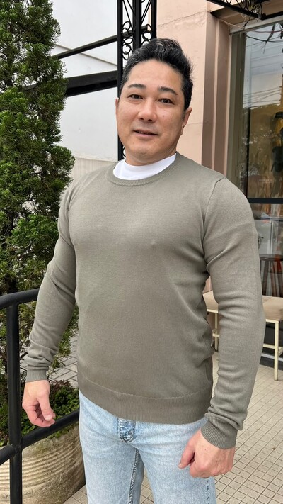 Foto Suéter Tricot Gola Careca Fabio Mangas Longas