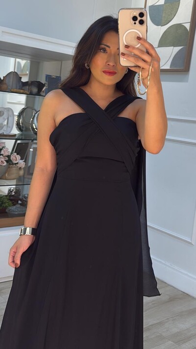 FotoVestido Midi Chiffon Tomara Que Caia Gisele Detalhe Lateral