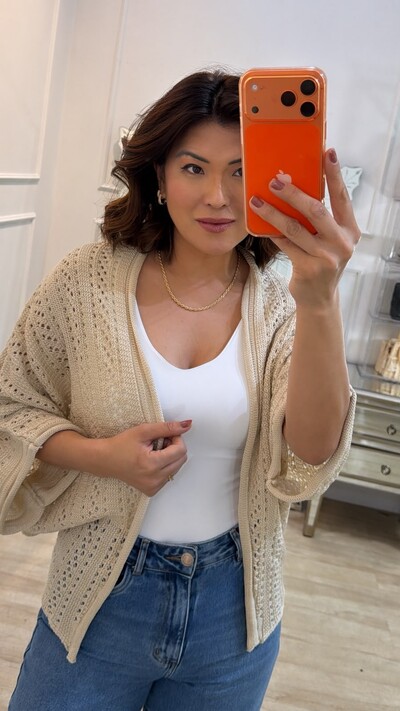 Foto Kimono Tricot Vazado Fabi Mangas 3/4