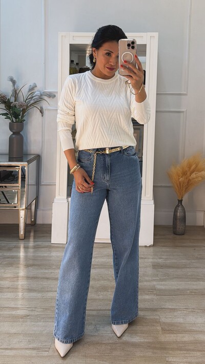 Foto Blusa Tricot Sarah Com Texturas Diagonais