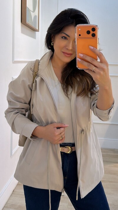 FotoParka Casaco Aveludado Marie Capuz Removível