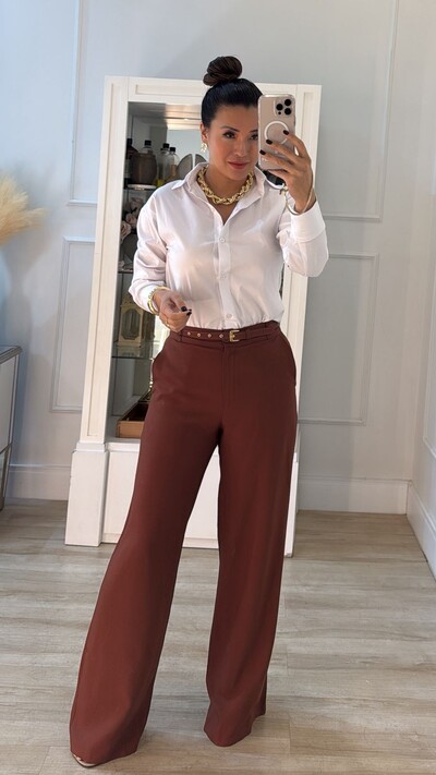 Foto Maxi Camisa Talita Com Pregas Nos Punhos