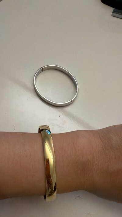 Foto Bracelete Aço Inoxidável Oval Liso Fino