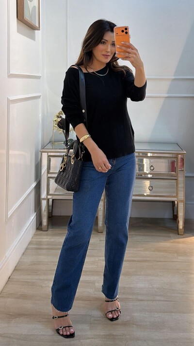 Foto Blusa Tricot Gola Canoa Valéria Detalhe De Entremeios Na Vertical