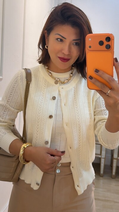 Foto Casaquinho De Tricot Luana Botões Amadeirados