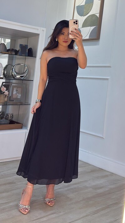 Foto Vestido Midi Chiffon Tomara Que Caia Gisele Detalhe Lateral