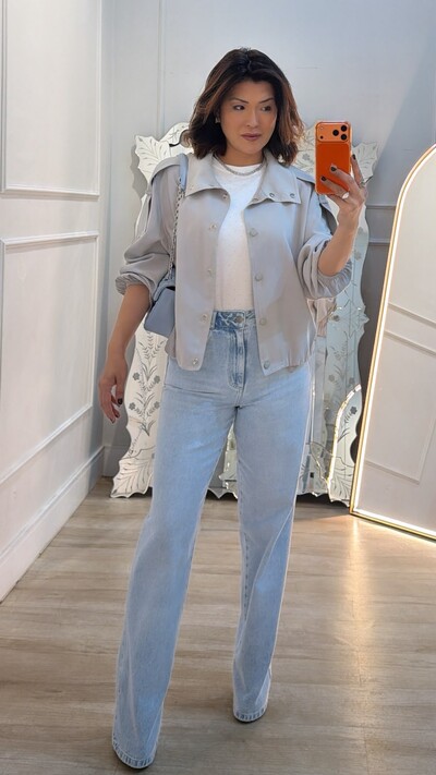 Foto Jaqueta Bomber Twill Sheila Detalhe Martingalê Nos Ombros