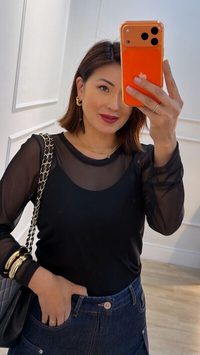 Foto Blusa De Tule Maysa Mangas Longas