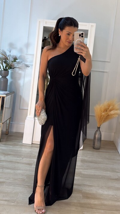 Foto Vestido Longo Tule Taty Ombro Único Decote Assimétrico