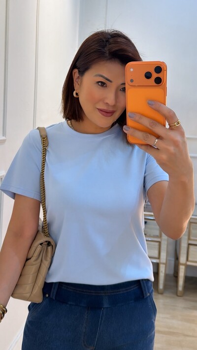Foto Blusa De Malha Thelma Gola Careca E Mangas Curtas