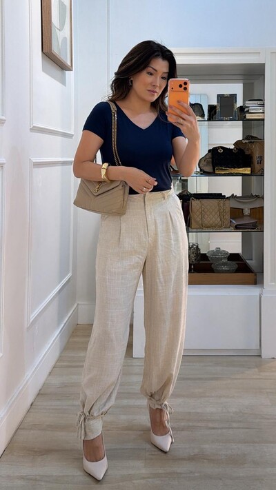 Foto Blusa Manga Curta Rafaela Decote V Basica