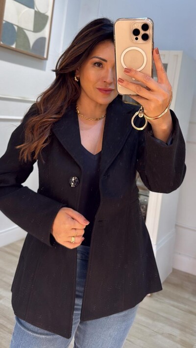 FotoCasaco De Lã Batida Soraya Nervura Tripla Na Cintura