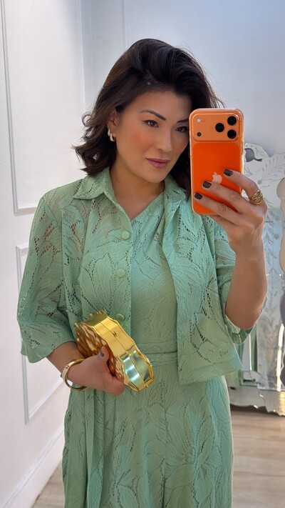 Foto Camisa Cropped De Renda Dulce Mangas 3/4