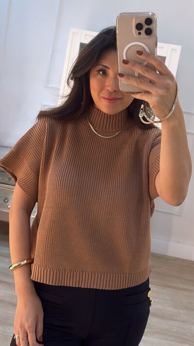 FotoBlusa Ampla Tricot Priscila Gola Alta Canelada