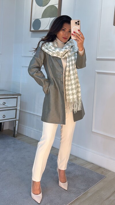 Foto Pashmina Pied Poule Com Franjas No Barrado