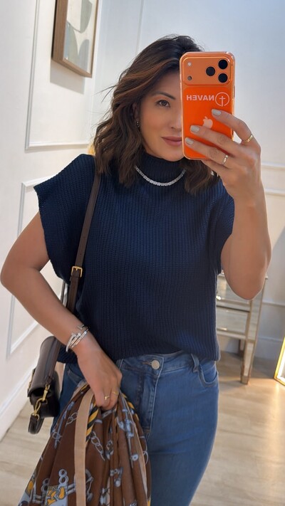 Foto Blusa Tricot Morgana Gola Alta Detalhe Enrolado