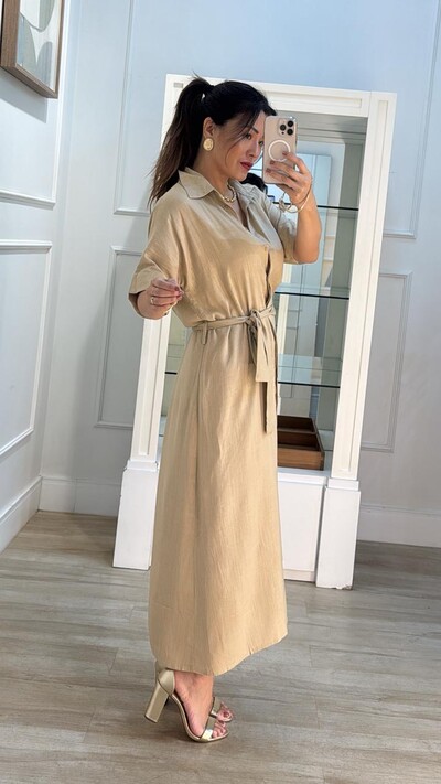 FotoPRÉ-VENDA ENVIO ESTIMADO 25/11 Vestido Chemise Midi Com Cinto Faixa Marie