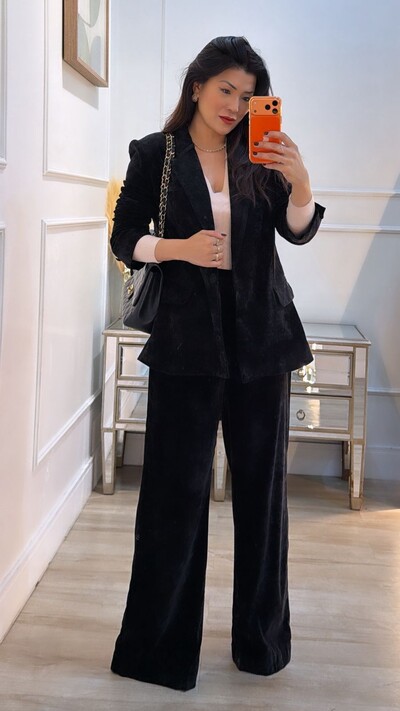 Foto Blazer Veludo Melissa Botões Forrados