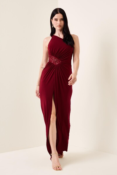 Foto Vestido Longo Detalhe Em Paetê Catarina Fenda Frontal