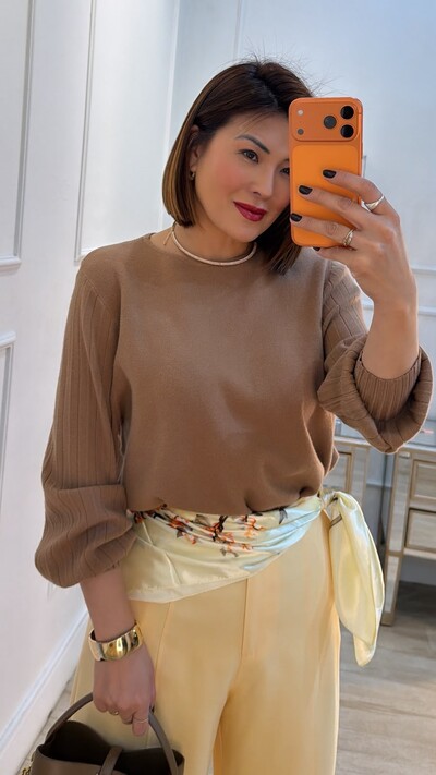 Foto Blusa Tricot Thalita Mangas Bufantes Com Nervuras Caneladas