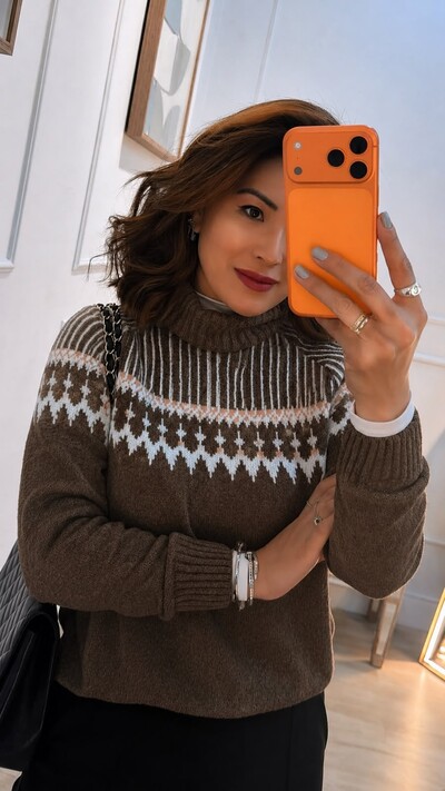 Foto Blusa Tricot Vivian Gola Rolê Estampado