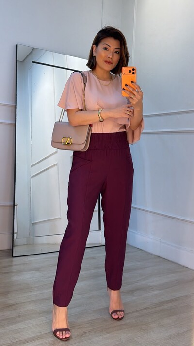 Foto Blusa Crepe Laura Com Sobreposição De Babado Assimétrico