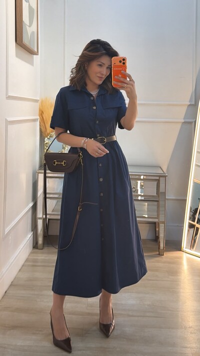 Foto Vestido Chemise Mangas 3/4 Maju Cinto De Couro Eco