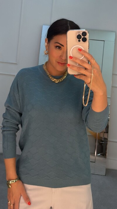 FotoBlusa Tricot Nathalia Losangos Texturizados Pela Peça