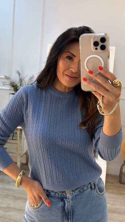 FotoBlusa Tricot Gola Careca Paloma Trançados Pela Peça