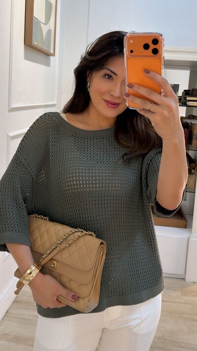 FotoBlusa Ticot Vazado Ampla Catherine Mangas 3/4