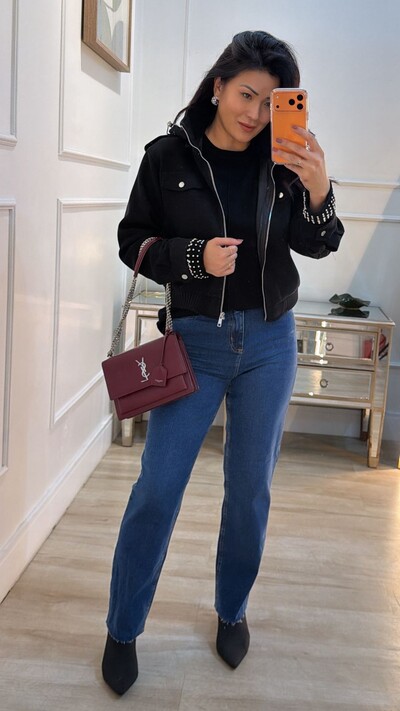 Foto Jaqueta Casaco Curto Ellie Lã Batida Com Martingale Nos Ombros