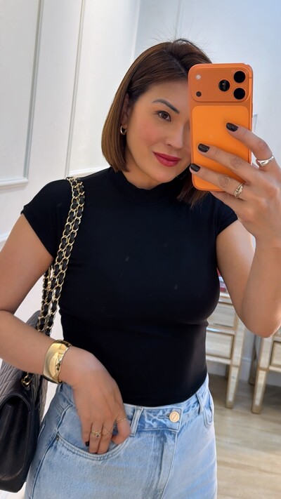 Foto Blusa Muscle Malha Canelada Sheila Gola Alta