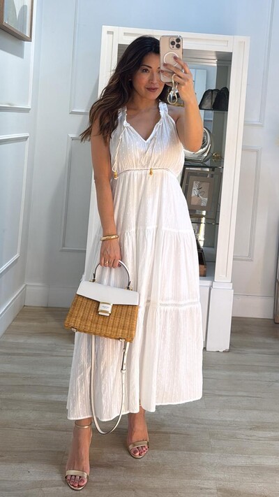 Foto Vestido Longo Pipoquinha Stella Recorte Em V Com Amarração