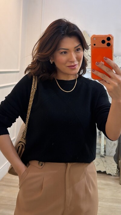 Foto Blusa Tricot Ingrid Detalhe Relevo Geométrico Texturizado