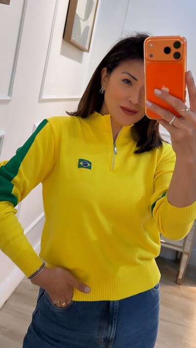 FotoSuéter Tricot Brasil Patricia Zíper Prata