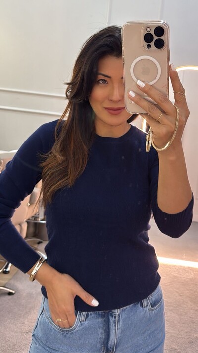 FotoBlusa Tricot Gola Careca Sandra Texturas Frontais
