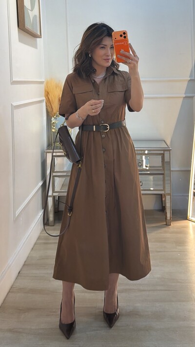 Foto Vestido Chemise Mangas 3/4 Maju Cinto De Couro Eco